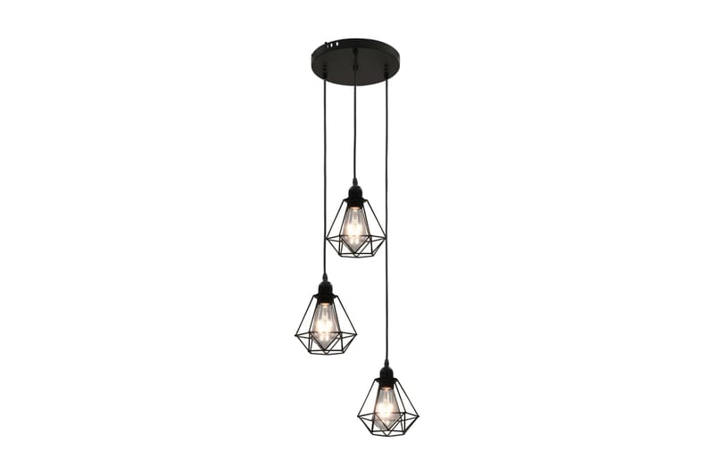 Taklampe med diamant-design svart 3 x E27 lysprer - Svart - Belysning - Innendørsbelysning & Lamper - Taklampe - Pendellamper & Hengelamper
