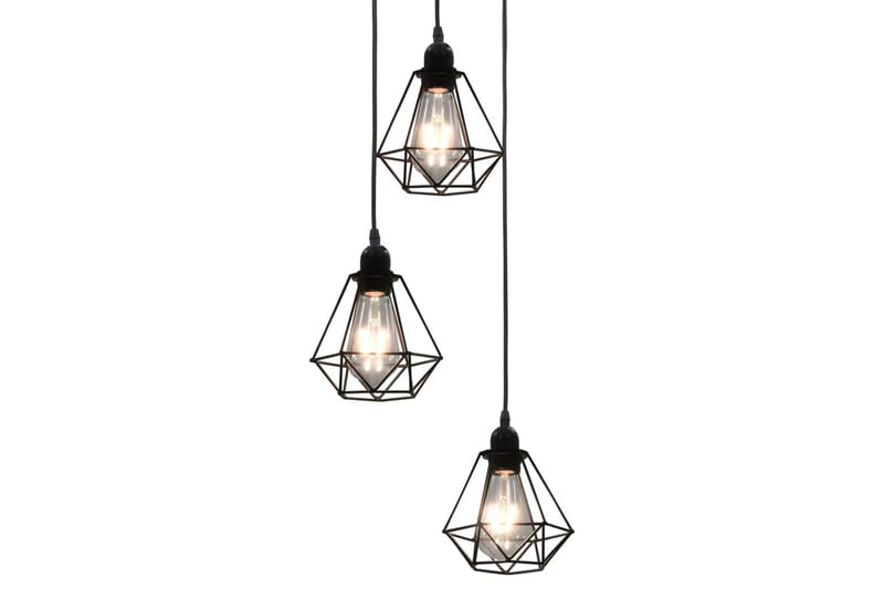 Taklampe med diamant-design svart 3 x E27 lysprer - Svart - Belysning - Innendørsbelysning & Lamper - Taklampe - Pendellamper & Hengelamper