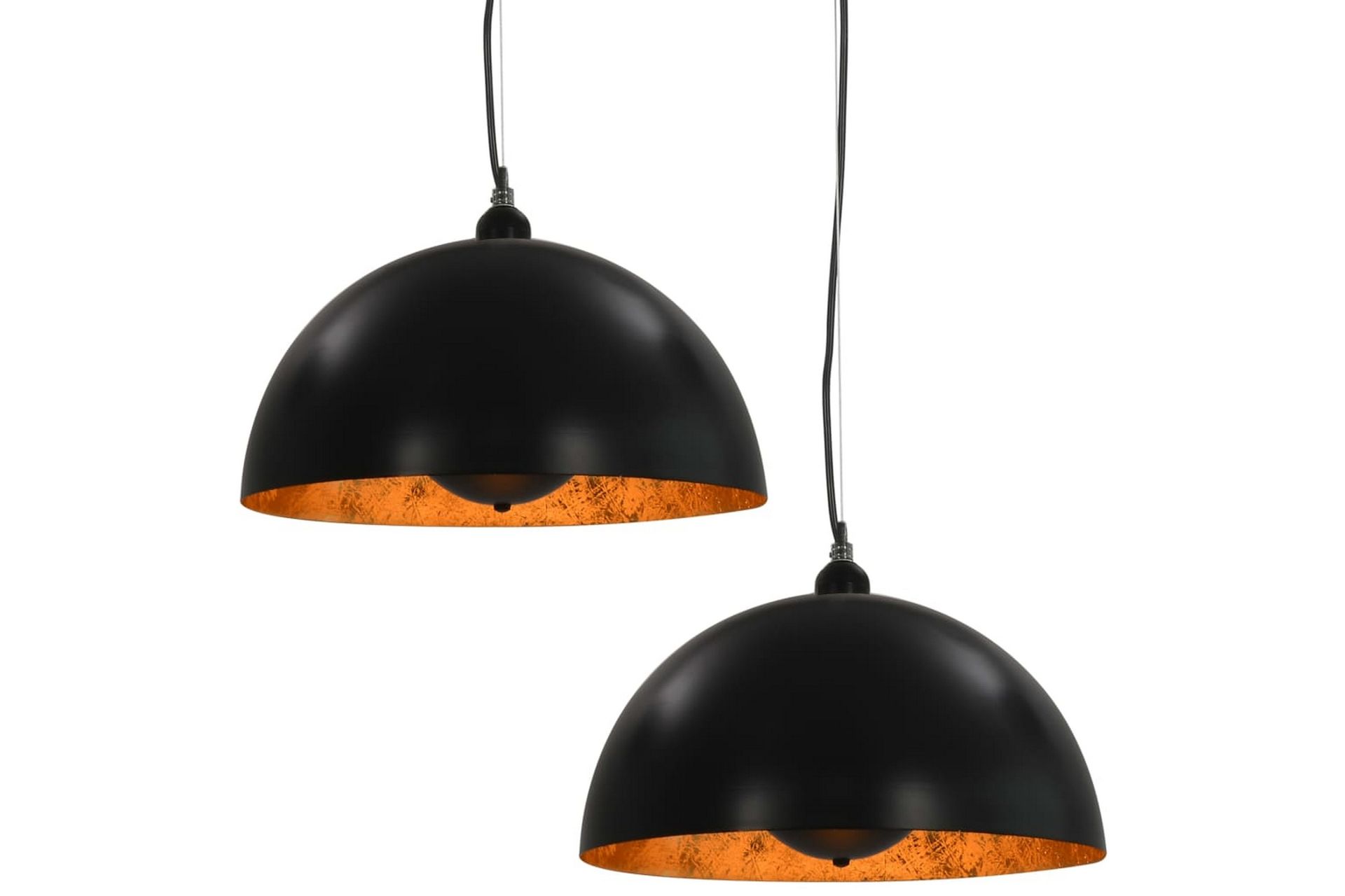 Taklamper 2 stk svart og gull halvkuleformet 40 cm E27 - Svart - Belysning - Innendørsbelysning & Lamper - Taklampe - Pendellamper & Hengelamper