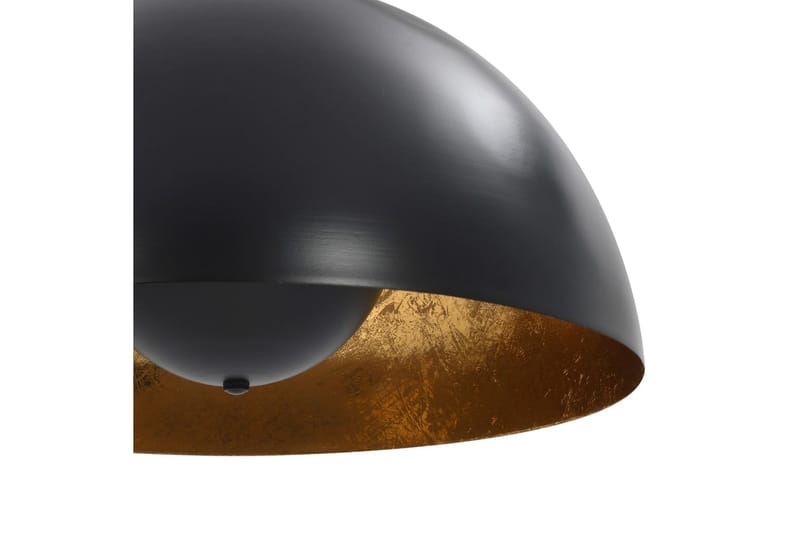 Taklamper 2 stk svart og gull halvkuleformet 40 cm E27 - Svart - Taklampe kjøkken - Vinduslampe hengende - Vinduslampe - Pendellamper & Hengelamper - Soveromslampe - Stuelampe