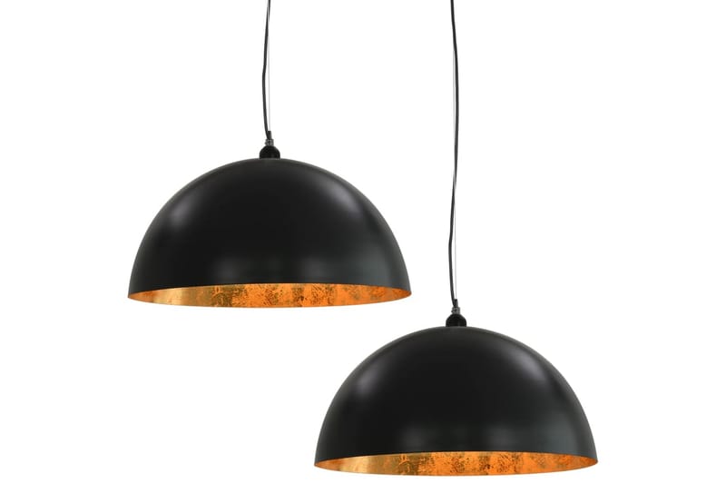 Taklamper 2 stk svart og gull halvkuleformet 50 cm E27 - Svart - Belysning - Innendørsbelysning & Lamper - Taklampe - Pendellamper & Hengelamper