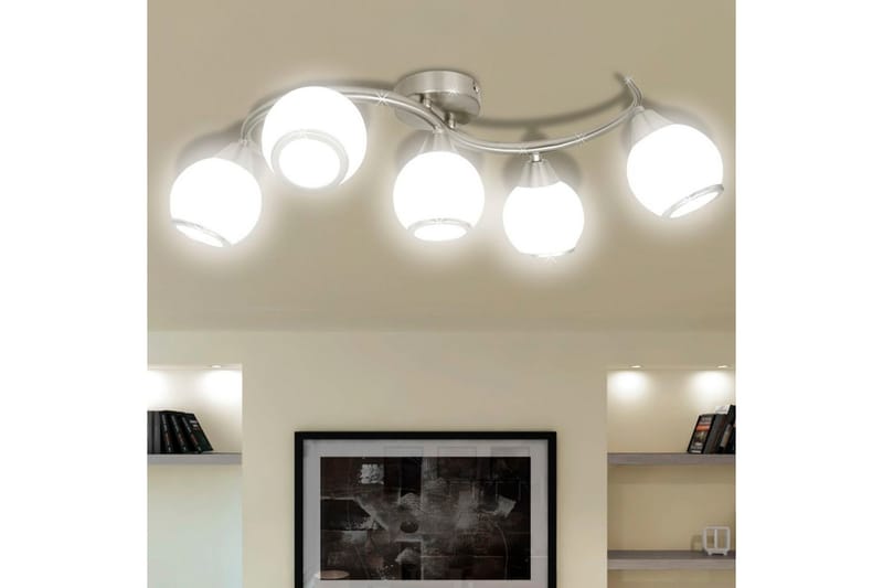 240987 Taklampe med glasskuler på vinkelspor - Hvit - Belysning - Innendørsbelysning & Lamper - Taklampe - Plafondlampe