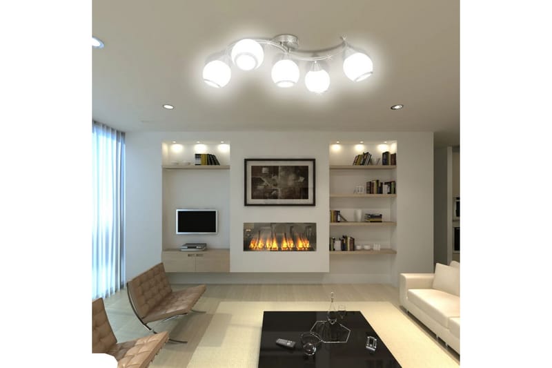 240987 Taklampe med glasskuler på vinkelspor - Hvit - Belysning - Innendørsbelysning & Lamper - Taklampe - Plafondlampe