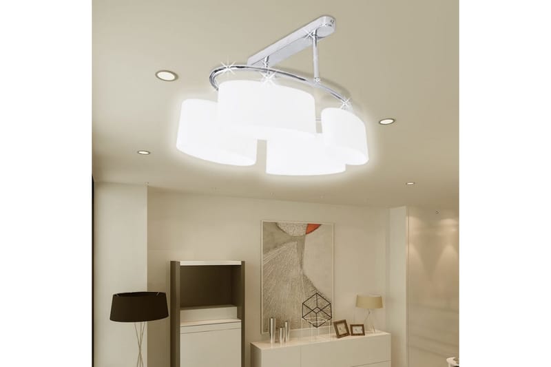 Ellipsoide Taklampe med Glasskjerm - 4 E14 Prer - Hvit/Krom - Belysning - Innendørsbelysning & Lamper - Taklampe - Plafondlampe
