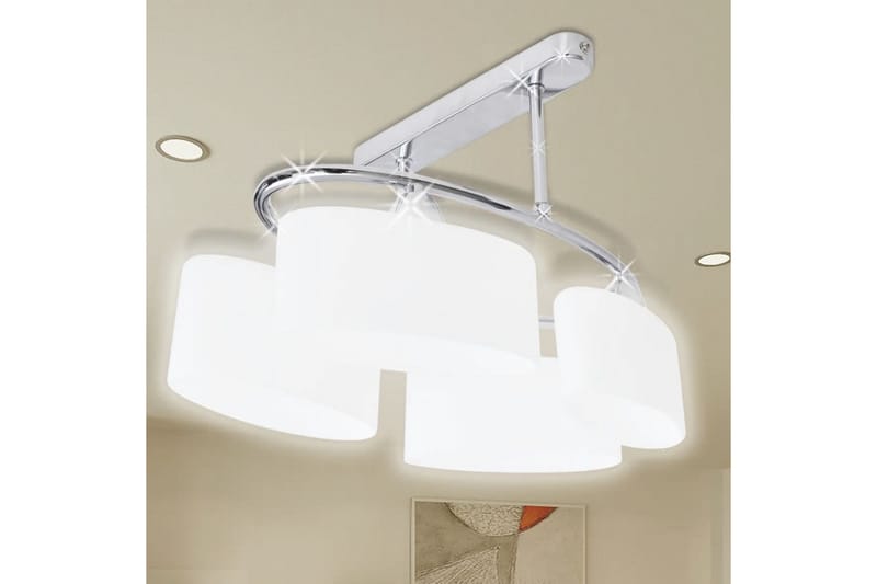 Ellipsoide Taklampe med Glasskjerm - 4 E14 Prer - Hvit/Krom - Belysning - Innendørsbelysning & Lamper - Taklampe - Plafondlampe