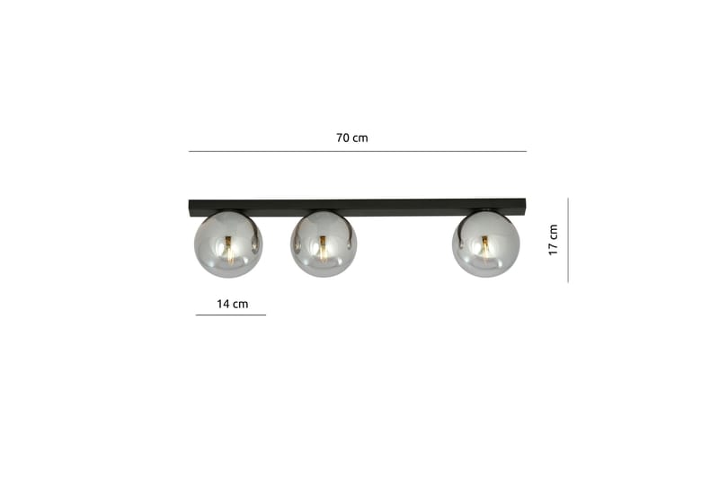Fit 3 plafond Svart - Scandinavian Choice - Plafondlampe - Stuelampe - Soveromslampe