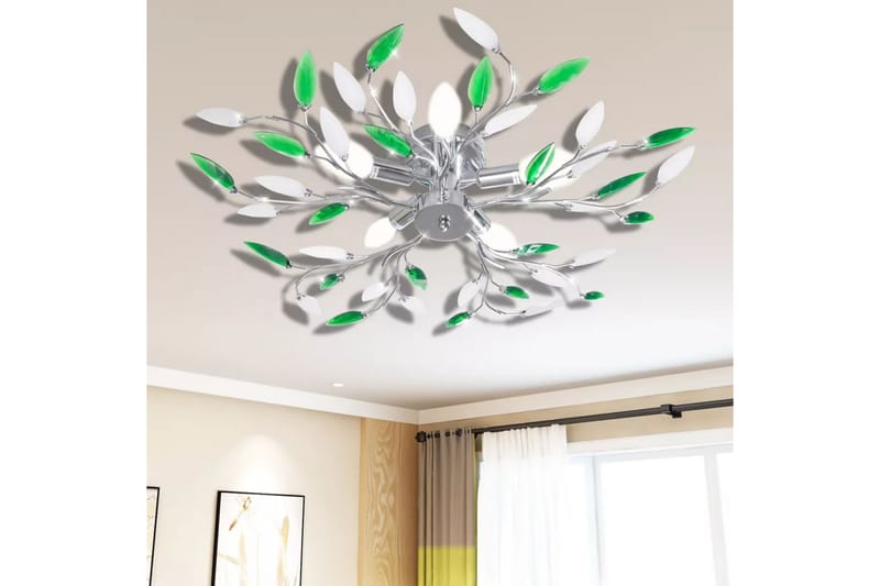 Grønn og hvit taklampe med armer av akryl E14 x 5 prer - Hvit/Grønn - Belysning - Innendørsbelysning & Lamper - Taklampe - Plafondlampe