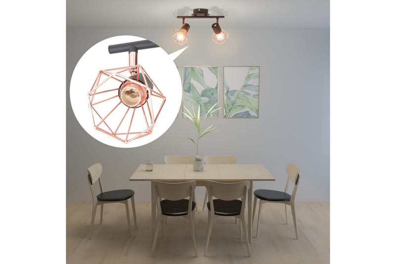 Taklampe med 2 LED-filamentprer 8 W - Svart/Kobber - Belysning - Innendørsbelysning & Lamper - Taklampe - Plafondlampe