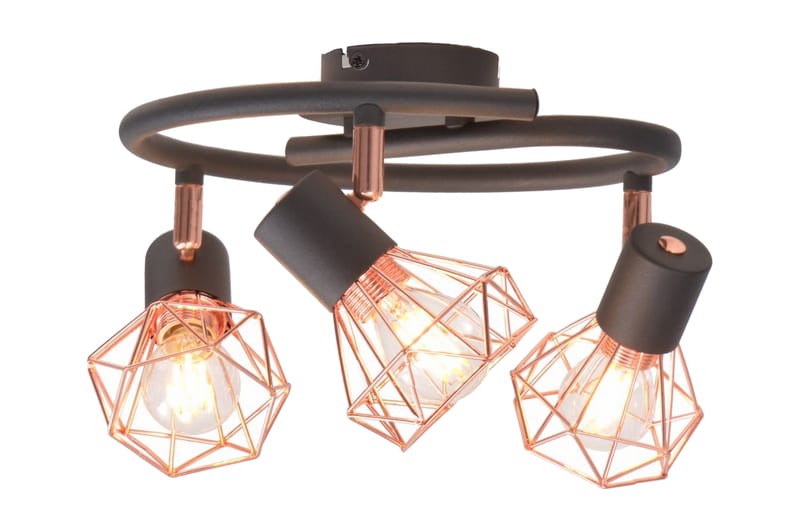 Taklampe med 3 LED-filamentprer 12 W - Svart/Kobber - Belysning - Innendørsbelysning & Lamper - Taklampe - Plafondlampe