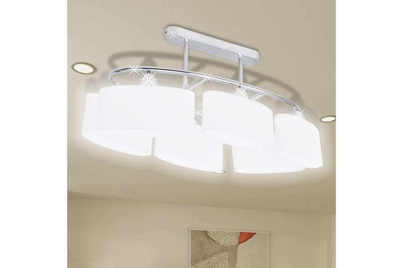 Taklampe med ellipsoide glasskjermer for 6 E14-lysprer - Hvit/Krom - Belysning - Innendørsbelysning & Lamper - Taklampe - Plafondlampe