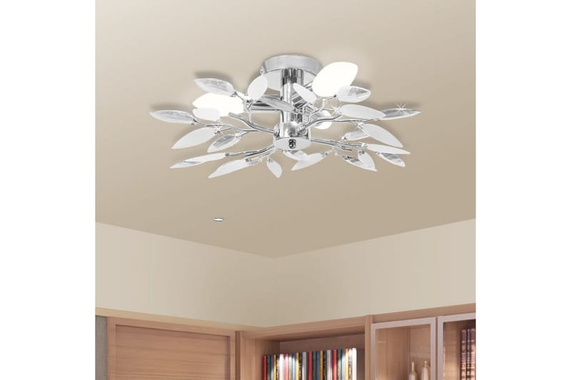 Taklampe med krystalløv i hvit og lilla 3 E14-lysprer - Belysning - Innendørsbelysning & Lamper - Taklampe - Plafondlampe