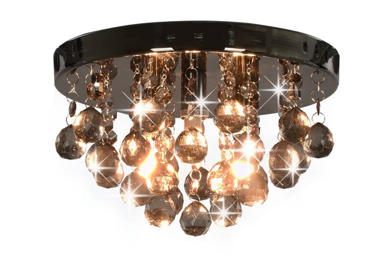 Taklampe med røykgrå perler svart rund G9 - Svart - Belysning - Innendørsbelysning & Lamper - Taklampe - Plafondlampe