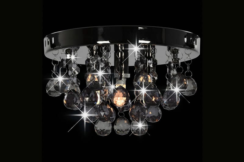 Taklampe med røykgrå perler svart rund G9 - Svart - Belysning - Innendørsbelysning & Lamper - Taklampe - Plafondlampe