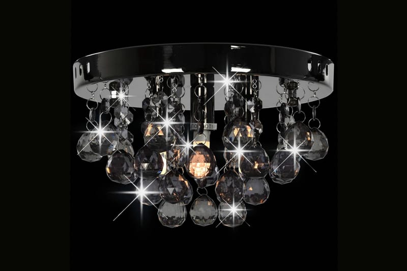 Taklampe med røykgrå perler svart rund G9 - Svart - Plafondlampe - Stuelampe - Soveromslampe