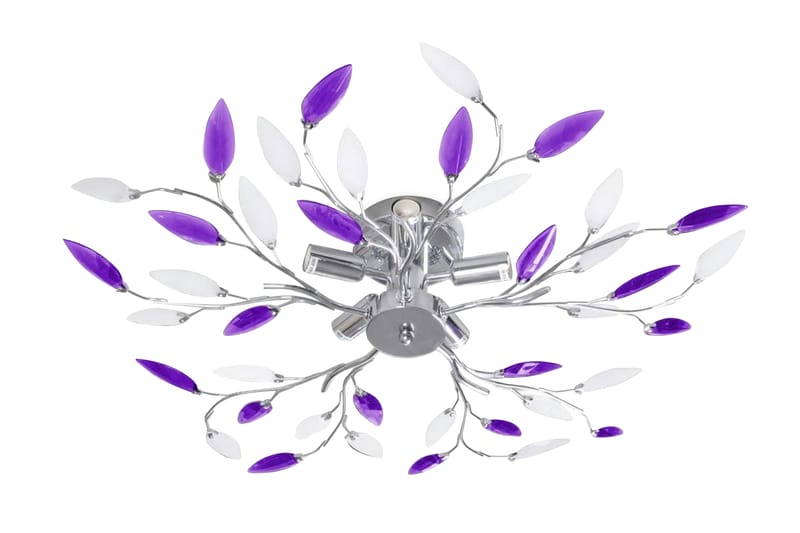 Taklampe/lysekrone m. bladarmer av akryl 5xE14-prer - Hvit/Lilla - Belysning - Innendørsbelysning & Lamper - Taklampe - Plafondlampe