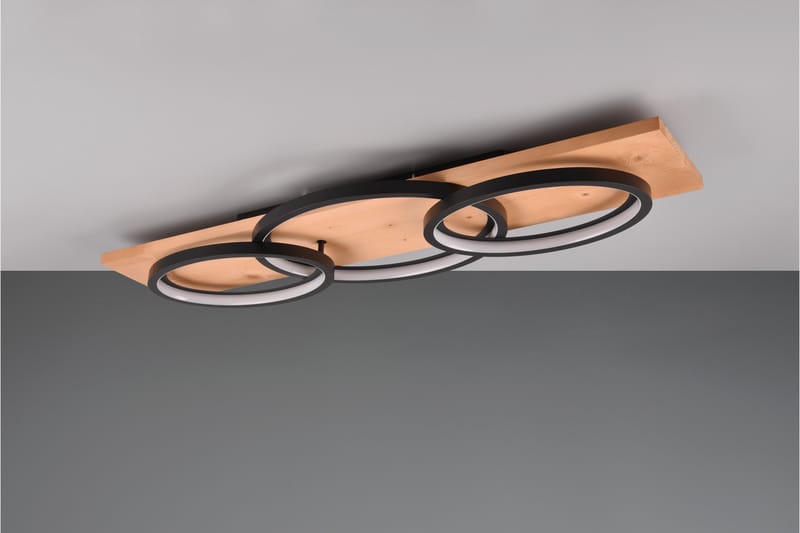 Trio Lighting Barca LED Plafond 3L matt svart/tre - Belysning - Innendørsbelysning & Lamper - Taklampe - Plafondlampe