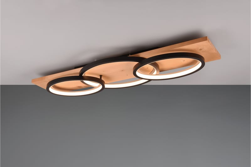 Trio Lighting Barca LED Plafond 3L matt svart/tre - Belysning - Innendørsbelysning & Lamper - Taklampe - Plafondlampe