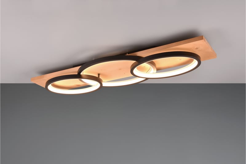 Trio Lighting Barca LED Plafond 3L matt svart/tre - Belysning - Innendørsbelysning & Lamper - Taklampe - Plafondlampe