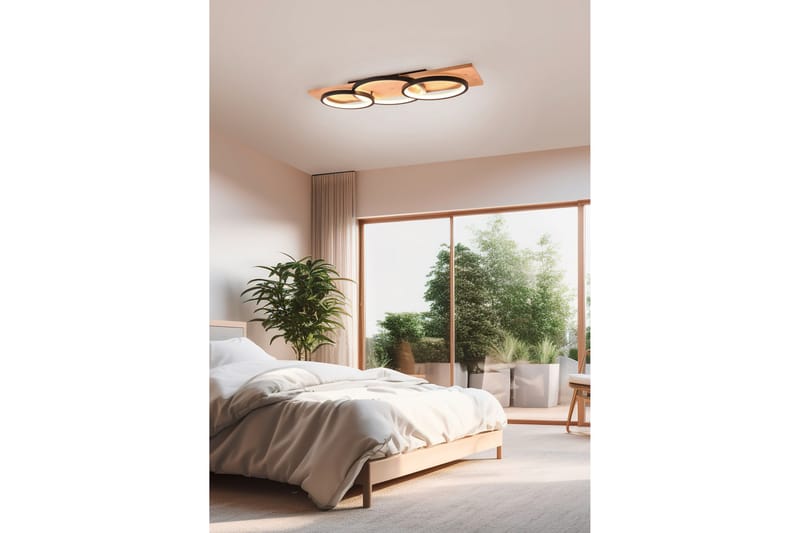 Trio Lighting Barca LED Plafond 3L matt svart/tre - Belysning - Innendørsbelysning & Lamper - Taklampe - Plafondlampe