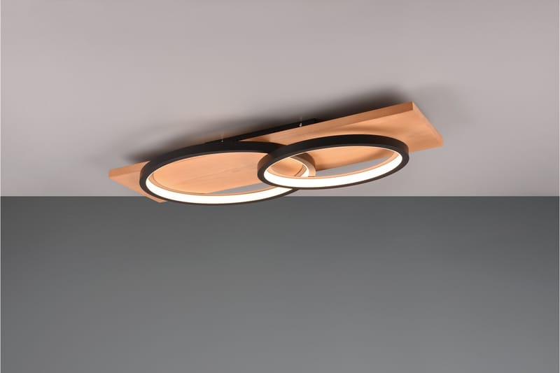 Trio Lighting Barca LED Plafond 2L Matt Svart/Tre - Belysning - Innendørsbelysning & Lamper - Taklampe - Plafondlampe