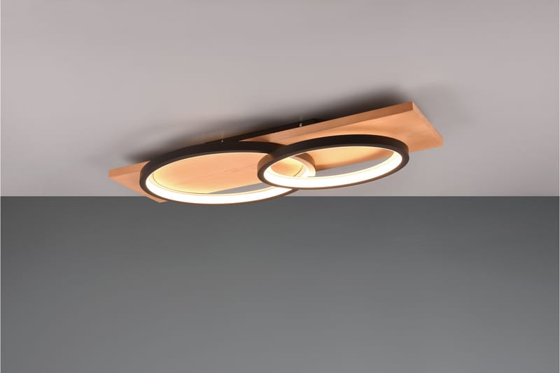 Trio Lighting Barca LED Plafond 2L Matt Svart/Tre - Belysning - Innendørsbelysning & Lamper - Taklampe - Plafondlampe