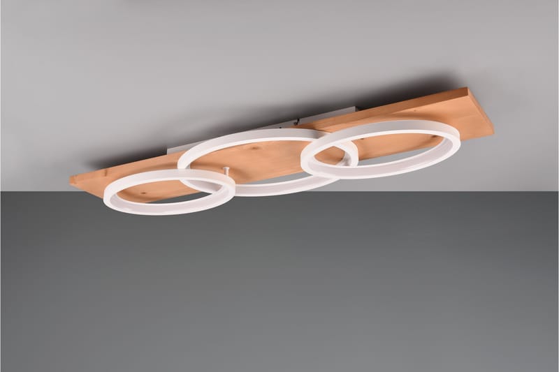 Trio Lighting Barca LED Plafond 3L matt hvit/tre - Belysning - Innendørsbelysning & Lamper - Taklampe - Plafondlampe