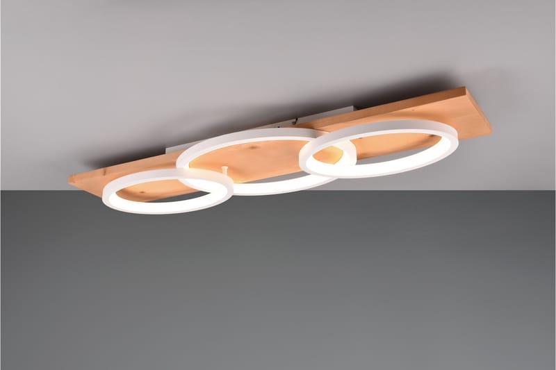 Trio Lighting Barca LED Plafond 3L matt hvit/tre - Belysning - Innendørsbelysning & Lamper - Taklampe - Plafondlampe