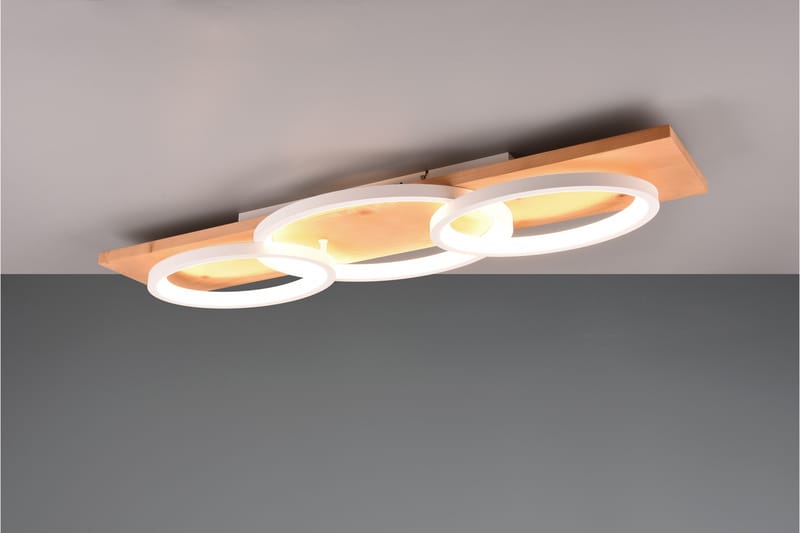 Trio Lighting Barca LED Plafond 3L matt hvit/tre - Belysning - Innendørsbelysning & Lamper - Taklampe - Plafondlampe
