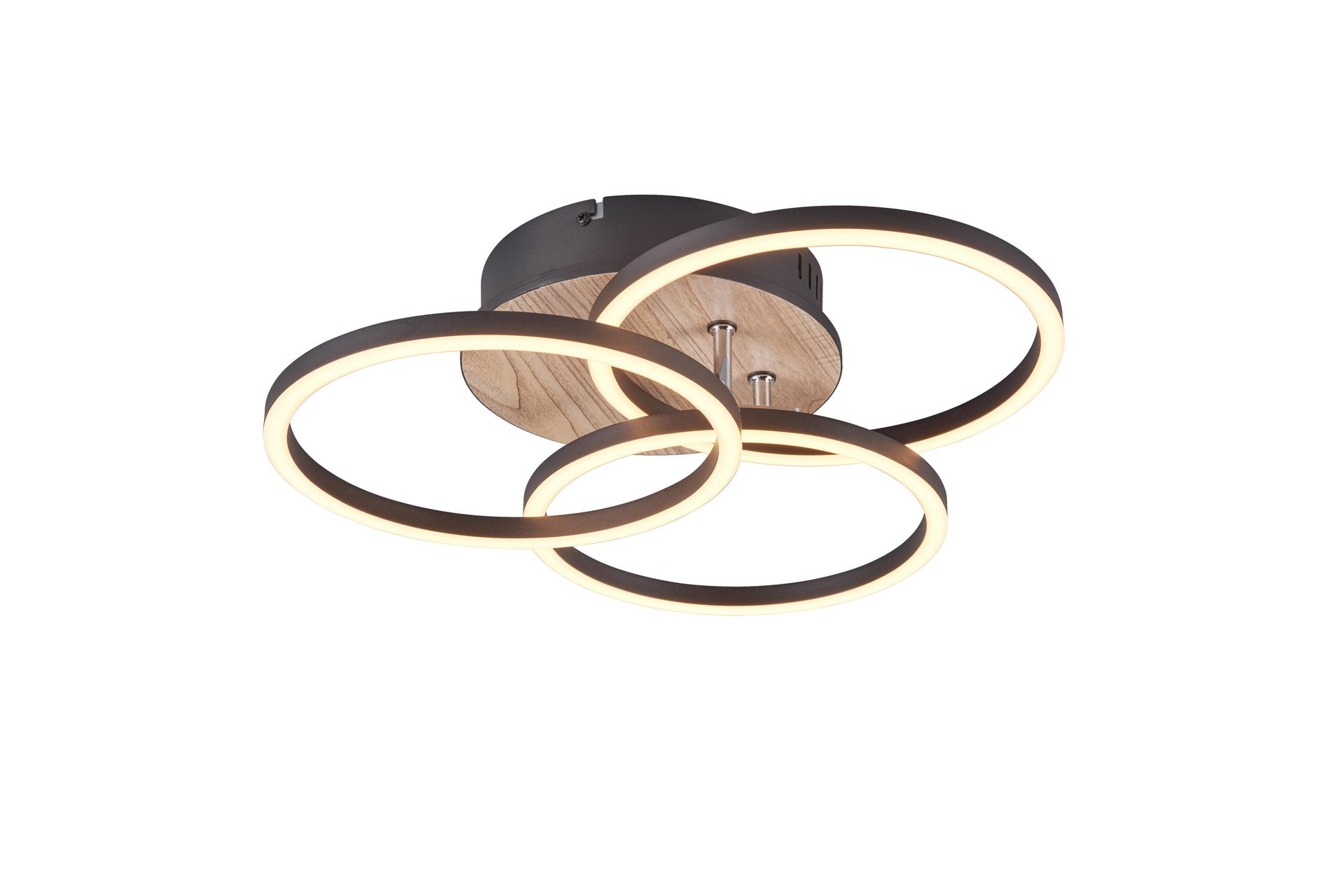 Trio Lighting Circle LED Taklampe matt svart/tre - Belysning - Innendørsbelysning & Lamper - Taklampe - Plafondlampe