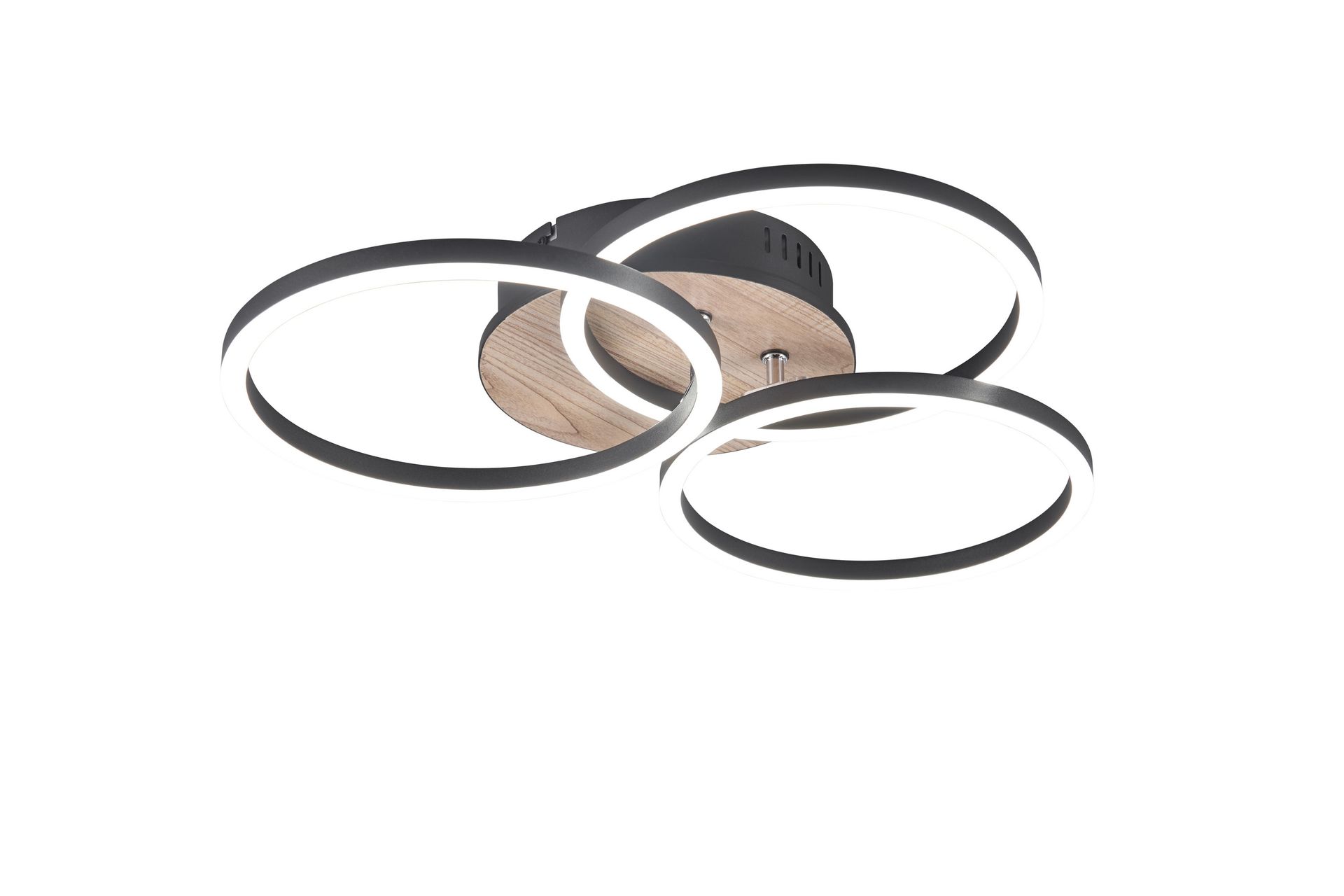 Trio Lighting Circle LED Taklampe matt svart/tre - Belysning - Innendørsbelysning & Lamper - Taklampe - Plafondlampe