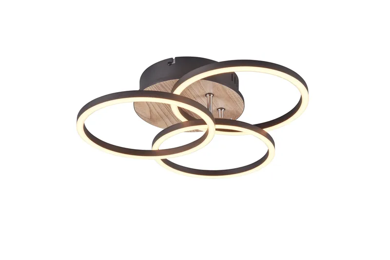 Trio Lighting Circle LED Taklampe matt svart/tre, undefined