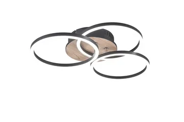 Trio Lighting Circle LED Taklampe matt svart/tre - Belysning - Innendørsbelysning & Lamper - Taklampe - Plafondlampe