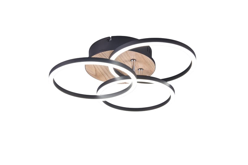 Trio Lighting Circle LED Taklampe matt svart/tre - Belysning - Innendørsbelysning & Lamper - Taklampe - Plafondlampe