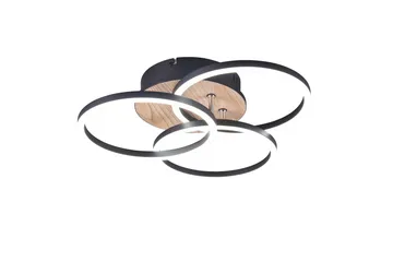 Trio Lighting Circle LED Taklampe matt svart/tre - Belysning - Innendørsbelysning & Lamper - Taklampe - Plafondlampe