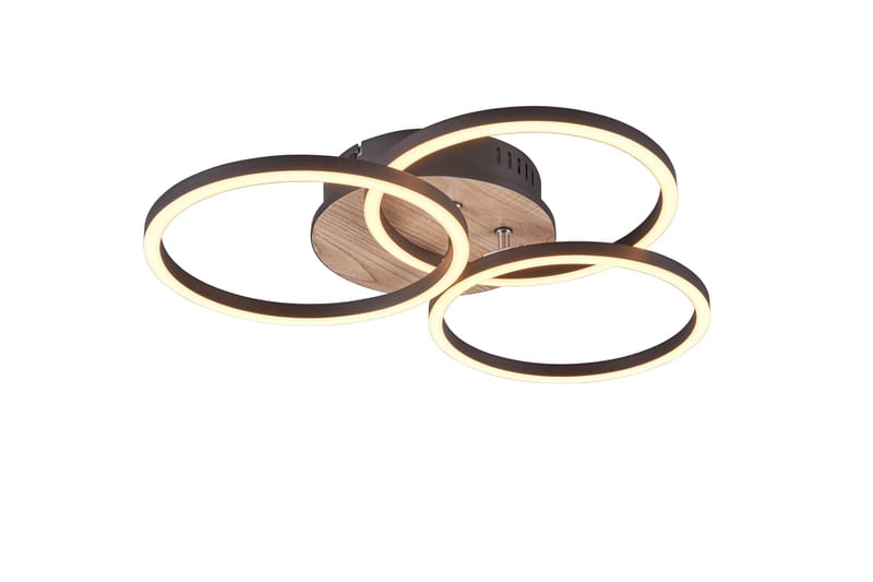 Trio Lighting Circle LED Taklampe matt svart/tre - Belysning - Innendørsbelysning & Lamper - Taklampe - Plafondlampe