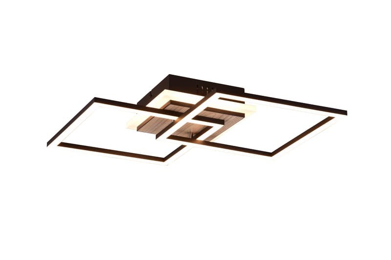 Trio Lighting Giro LED taklampe firkantet matt svart/tre - Belysning - Innendørsbelysning & Lamper - Taklampe - Plafondlampe