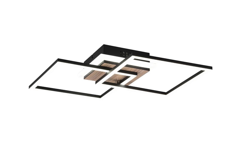 Trio Lighting Giro LED taklampe firkantet matt svart/tre - Belysning - Innendørsbelysning & Lamper - Taklampe - Plafondlampe