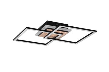 Trio Lighting Giro LED taklampe firkantet matt svart/tre - Belysning - Innendørsbelysning & Lamper - Taklampe - Plafondlampe