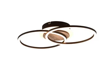 Trio Lighting Giro LED taklampe rund matt svart/tre - Belysning - Innendørsbelysning & Lamper - Taklampe - Plafondlampe