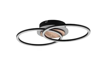 Trio Lighting Giro LED taklampe rund matt svart/tre - Belysning - Innendørsbelysning & Lamper - Taklampe - Plafondlampe