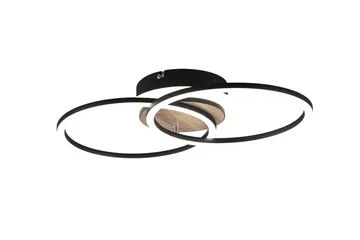 Trio Lighting Giro LED taklampe rund matt svart/tre - Belysning - Innendørsbelysning & Lamper - Taklampe - Plafondlampe