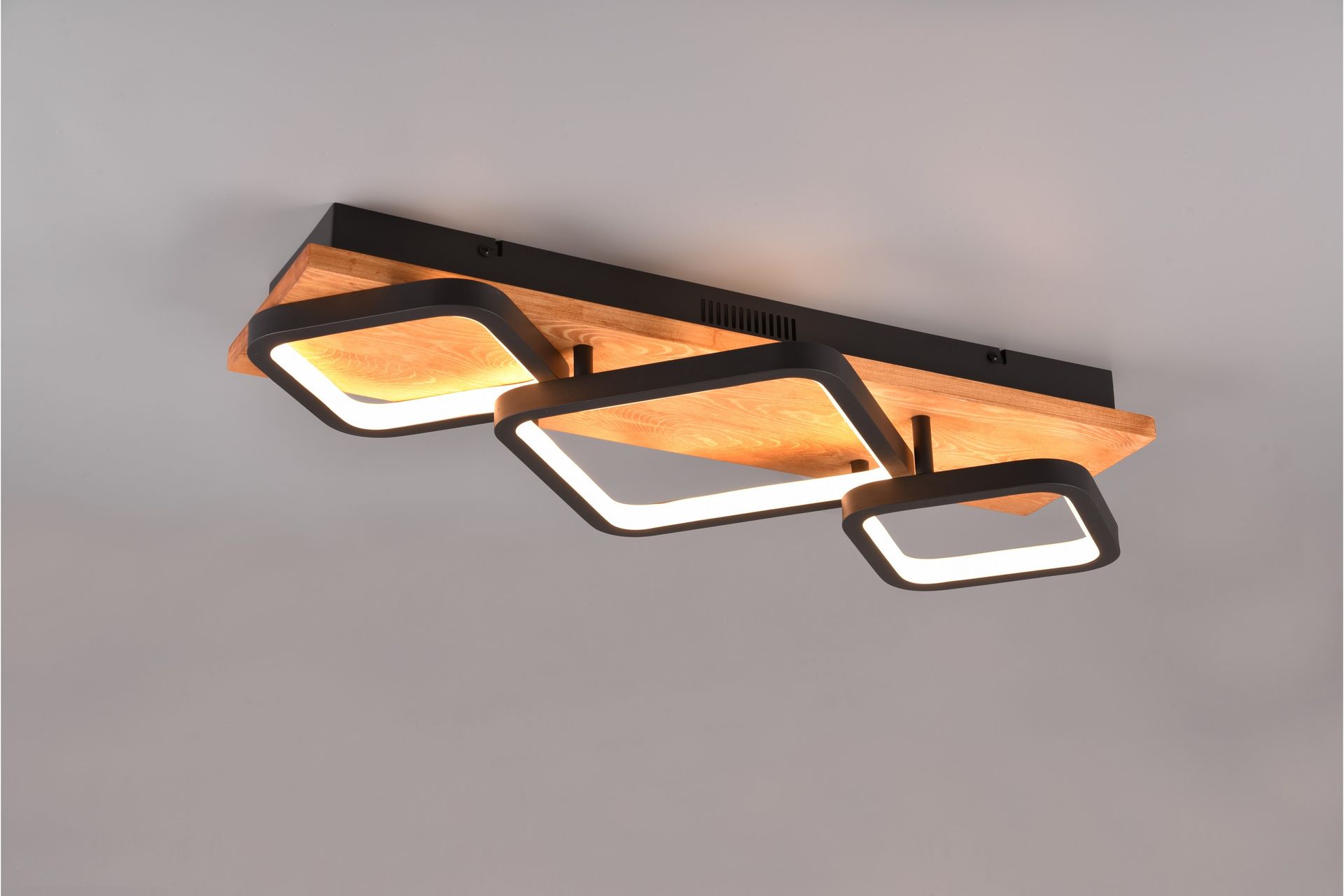 Trio Lighting Rama LED Plafond 3L matt svart/tre - Belysning - Innendørsbelysning & Lamper - Taklampe - Plafondlampe