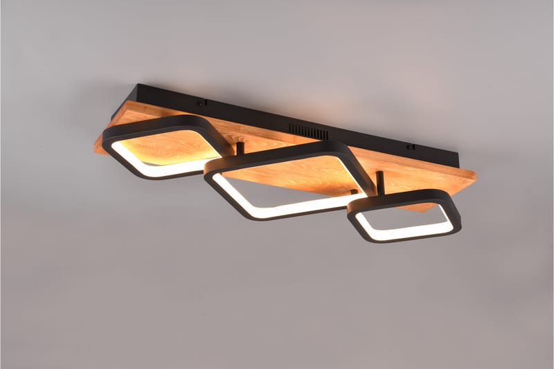 Trio Lighting Rama LED Plafond 3L matt svart/tre - Belysning - Innendørsbelysning & Lamper - Taklampe - Plafondlampe