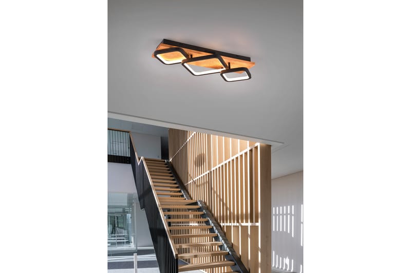 Trio Lighting Rama LED Plafond 3L matt svart/tre - Belysning - Innendørsbelysning & Lamper - Taklampe - Plafondlampe