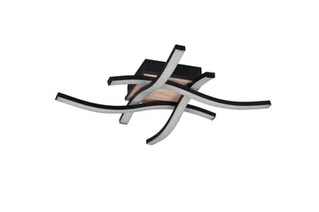 Trio Lighting Route LED taklampe 4L matt svart/tre - Belysning - Innendørsbelysning & Lamper - Taklampe - Plafondlampe