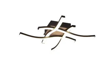 Trio Lighting Route LED taklampe 4L matt svart/tre - Belysning - Innendørsbelysning & Lamper - Taklampe - Plafondlampe