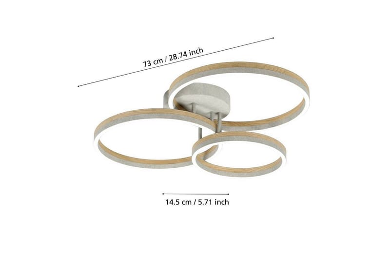 Takbelysning Eglo Cadinaro Grå/Tre Rund - Belysning - Innendørsbelysning & Lamper - Taklampe - Pendellamper & Hengelamper