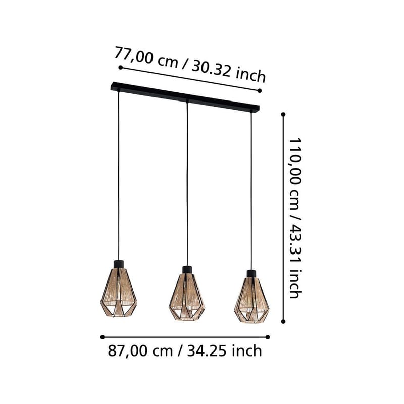Taklampe Adwickle med 3 Lamper - 14,5 cm - Belysning - Innendørsbelysning & Lamper - Taklampe - Pendellamper & Hengelamper