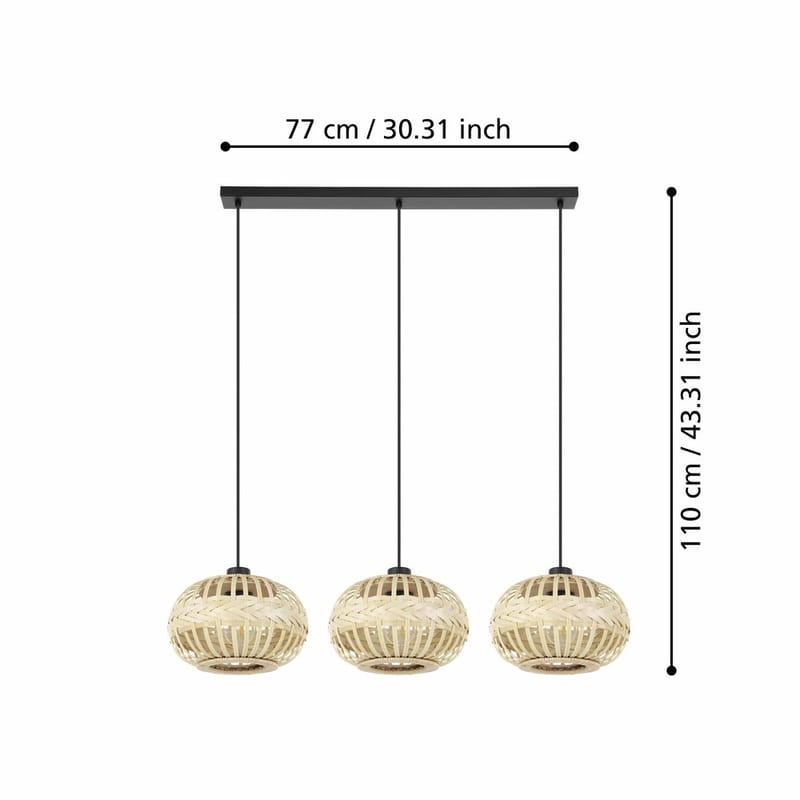 Taklampe Amsfield med 3 Lamper - 26 cm - Belysning - Innendørsbelysning & Lamper - Taklampe - Pendellamper & Hengelamper