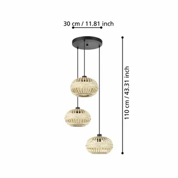 Taklampe Amsfield Rund med 3 Lamper - 48 cm - Belysning - Innendørsbelysning & Lamper - Taklampe - Pendellamper & Hengelamper